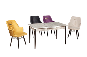 Juego de Mesa de Comedor Almeris con 6 Sillas, Estilo Europeo Moderno de Lujo, Tapa de Vidrio Templado, Patas de Madera, Muebles Ecológicos para el Hogar - Product Image 4