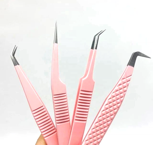 Pince à épiler d'extension de cils à pointe fibre acceptable OEM Logo privé professionnel Type L Pince à cils à pointe fine 75 degrés - Product Image 3