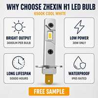 Ampoule de phare LED pour voiture H1 6500K Blanc brillant CSP Canbus 12V Adaptation universelle Lampe de phare