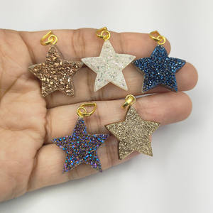 Pendentif en forme d'étoile Druzy bleu plaqué or collier à breloques étoile bijoux en gros - Product Image 4