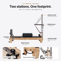 Reformer Pilates professionnel en bois de chêne massif durable 2 en 1 avec demi-tourne pour studio de Pilates