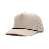 Casquettes de golf OEM ODM structurées à 5 panneaux, imperméables, haute performance laser, profil moyen légèrement incurvé, personnalisables, vierges, avec cordon