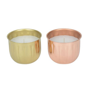 Bougeoir de forme ronde de conception classique aux tons d'or et de cuivre 2 bougies de pot en métal pour le pot et le support de bougie décoratifs de table - Product Image 1