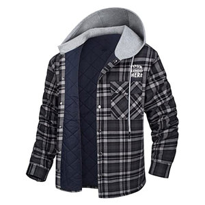 Camisas de Franela con Capucha para Hombre, Manga Larga, Botones, Chaquetas a Cuadros, Suéter Casual Ligero, Camisa de Franela con Capucha para Hombre - Product Image 2