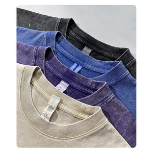 Coupe et coudre t-shirt Batik 260 gsm lavage à l'acide vintage t-shirt surdimensionné t-shirt coton t-shirt hommes t-shirts - Product Image 4