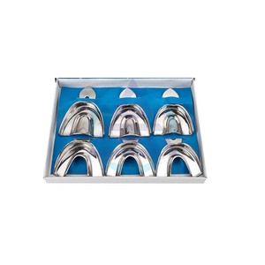 Plateaux métalliques pour instruments dentaires, plateau d'empreinte dentaire en acier inoxydable sans trou, 3 tailles : grand, moyen, petit - Product Image 1