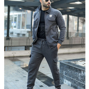 Ensemble de survêtement d'entraînement décontracté pour homme, hiver, uni, respirant, léger, écologique, séchage rapide, coton/polyester - Product Image 4