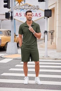 Men's Casual <b>Summer</b> Plus Size 2-Piece Polo <b>Shirt</b> and Shorts Set Custom Logo Breathable Cotton Blend High Street Style - Product Image 4