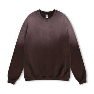 Men's Premium 100% Cotton Gradient Loose Plain Sweatshirt <b>American</b> Style Street Crew Neck Casual <b>Hoodies</b> for Winter in Bulk - Product Image 3