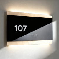 Plaque de porte moderne en acrylique noir avec numéro de maison - Plaque de numéro 3D personnalisée pour villa, bureau et hôtel, résistante à l'eau et illuminée