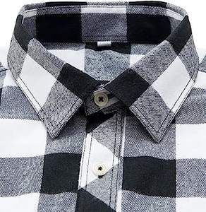 <b>Men</b> <b>White</b> Black 100% Cotton Flannel Plaid <b>Shirt</b> Casual Check <b>Long</b> <b>Sleeve</b> Button Top Custom Logo Classic Streetwear Autumn - Product Image 2