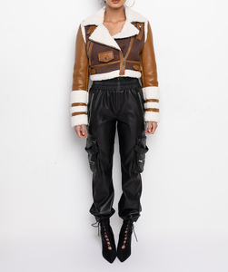 Chaqueta de cuero de bombardero formal de Invierno para mujer de estilo único con cierre de cremallera a prueba de viento de cuero PU bajo MOQ mejor calidad - Product Image 6