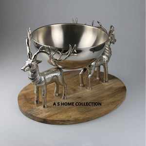 Cuenco de madera en el mejor soporte de aluminio que sirve decoración del hogar y diseño de forma de pájaro volador chapado en oro hecho a mano - Product Image 4