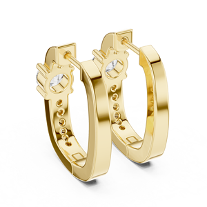Classic Solitaire Round Lab Grown Diamond <b>Huggie</b> Hoop Earrings 14K 18K <b>Solid</b> <b>Gold</b> E VVSVS Wedding Earring Fine Jewelry For Women - Product Image 5