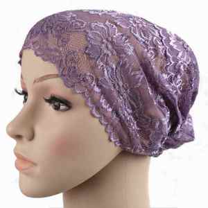 Turban en coton élastique de haute qualité enveloppement de la tête devant Thobe/Thawb noir doux pour les femmes musulmanes Jersey instantané intérieur traditionnel - Product Image 3