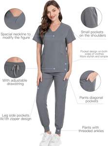 Vente en gros Ensembles d'uniformes en polyester et coton doux Pantalon de jogging Médecins Infirmières Hôpitaux médicaux Costumes de gommage personnalisés - Product Image 3