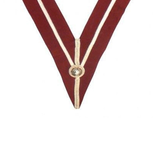 Custom Maroon V-Neck Masonic Collar with Gold Trim Embroidered Fabric Classical Design <b>Sew</b>-On Badge Garment Application - Product Image 2