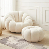 Ensemble de canapé en velours en forme de citrouille confortable Accent nordique Teddy tissu bois adapté aux enfants pour salon salle à manger hôtel école cuisine utilisation