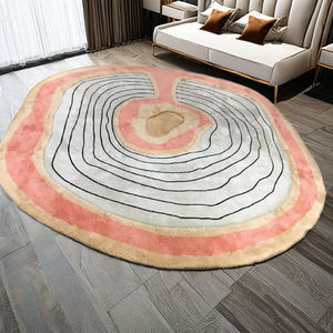 พรมแอบสแตรกต์ทำด้วยมือสุดหรูพรมสีครีมพีชเบจพรมที่ทันสมัยสำหรับห้องนั่งเล่นและการตกแต่งภายในลายหินอาเกตที่ได้แรงบันดาลใจจาก - Product Image 4