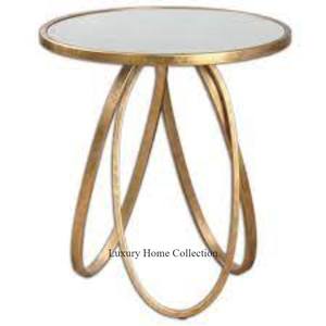 Mesa auxiliar de metal decorativa para el hogar Aspecto admirable con diseño martillado de color dorado Suministros de muebles pulidos brillantes a bajo precio - Product Image 3