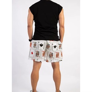 Customized Men's Camouflage Shorts Summer Streetwear Breathable Playing Cards Pattern Mid Waist Canvas Drawstring Closure - Product Image 1