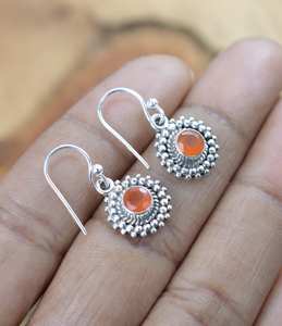 925 argent Sterling cornaline pierres précieuses boucles d'oreilles à la main concepteur personnalisé Fine Piercing bijoux pour femmes pour cadeau fiançailles - Product Image 5