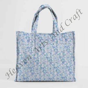 Bolsas acolchadas cuadradas acolchadas con estampado de bloques ecológicos para uso diario con asas de tela, bolsas de mano acolchadas de tamaño estándar - Product Image 5