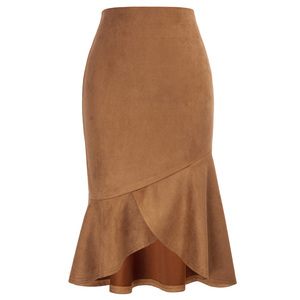 OEM Vintage <span class=keywords><strong>Faux</strong></span> Wildleder Elastic High Waist Damen Wickel Meerjungfrau Röcke