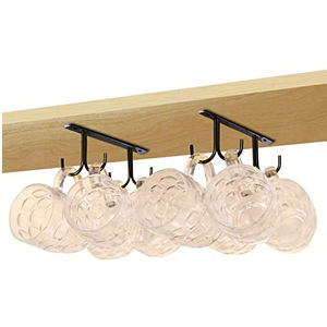 ที่วางแก้วในครัวเคลือบสีดำด้วยผงเหล็กพร้อมตะขอหกอัน - Product Image 3