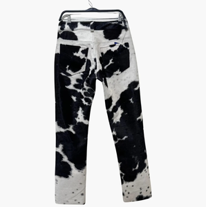 Pelo de cuero de vaca en pantalones de cuero Auténtico estilo occidental pantalón piel de vaca estampado de vaca - Product Image 2