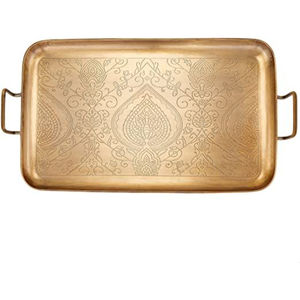 Ensemble de 3 plateaux de service en laiton écologiques avec finition brossée, forme personnalisée pour la maison, les hôtels, les restaurants - Passe au lave-vaisselle et au micro-ondes - Product Image 3