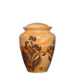 Urnas de grabado de flores para cenizas humanas Urna de cremación giratoria para tapa roscada Urna de madera para mascotas Varios tamaños - Product Image 1