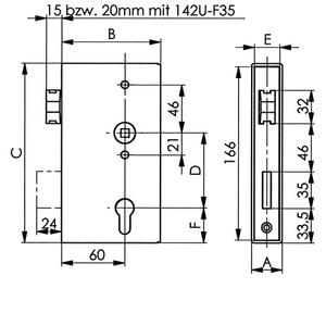 140U DIN Left/Right Storage Lockers A40xB94.5xC173mm Dimensions with 60mm Backset and AMF Lock Case - Product Image 3