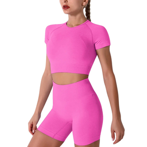 Conjunto de ropa deportiva de gimnasio Reversible de alta calidad para mujer, ropa activa de Yoga transpirable, logotipo personalizado, ropa de Fitness que absorbe el sudor de 2 piezas - Product Image 1