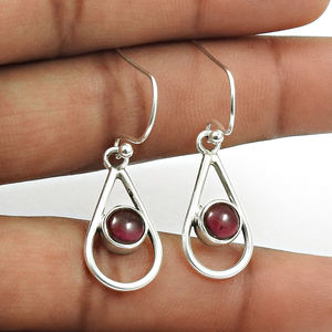 925ที่ดูยอดเยี่ยมพลอยโกเมนสีแดงธรรมชาติเงินสเตอร์ลิงดูสง่างามต่างหูตุ้งติ้งโกเมนเครื่องประดับ - Product Image 3