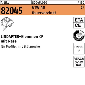 <b>Clamps</b> Terminal R 82045 GTW 40 CF M12 Spheroidal Graphite Cast Iron Hot-Dip Galvanized 1 Piece LINDAPTER - Product Image 1