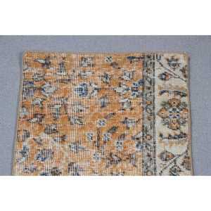 Turkish Rug, Small 1,5x2,9 ft Vintage Rug, <b>Brown</b> Orange Bordered <b>Wool</b> Rug - Product Image 5