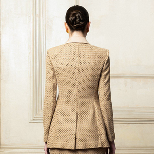 Gran oferta, Blazers para mujer, BLAZER con muescas CLEF con solapa, tela ecológica, logotipo personalizado, ropa de moda para mujer, marca de lujo - Product Image 1