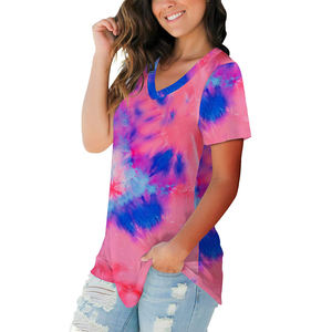 Camiseta de Verano Informal para Mujer, Transpirable, de Manga Corta, Ecológica, de Punto Jersey, Corte Regular, con Estampado Geométrico, Cuello Redondo, Antiarrugas - Product Image 5