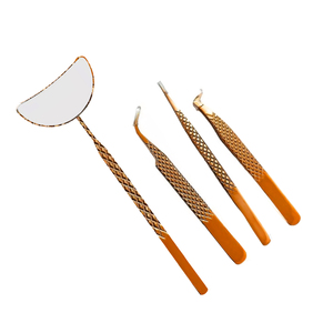 Pince à épiler d'extension de cils en acier inoxydable massif à deux tons avec poignée diamantée Outil de haute beauté - Product Image 6