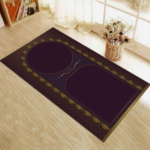 <b>Burgundy</b> Muslim Prayer <b>Rug</b>: Soft Islamic Ramadan Gift,Nonwoven Thin <b>Rug</b> - Product Image 1