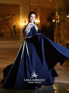 Venta caliente de terciopelo azul superior interior suave seda con muy llamativo Plata Mate bordado a mano cuentas de piedra Cristal de seda - Product Image 3