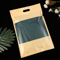 Emballage personnalisé imprimé biodégradable et recyclable avec fenêtre transparente, sac plat en papier kraft et plastique à trois soudures latérales pour chaussettes