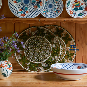 BEST CHOICE Premium woven <b>placemat</b> burgundy and natural stylish eco friendly choice for home restaurant and hospitality decor - Product Image 4