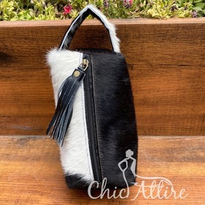 Nouveau Western véritable cheveux sur cuir de vachette gland sacs de toilette élégant sacs à cosmétiques pour le maquillage stockage voyage organisateur boîte - Product Image 1