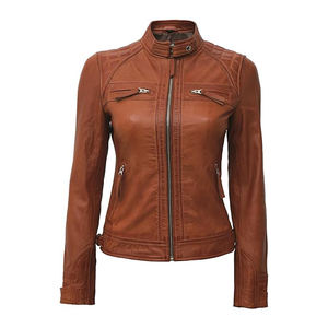 Chaqueta de Cuero Sólido para Mujer, Diseño Personalizado Profesional, Invierno, Transpirable, Resistente al Viento, Ecológica, con Decoración de Botones, al Mejor Precio - Product Image 1