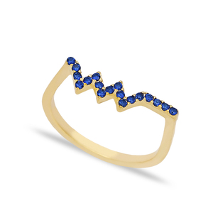 Sapphire CZ Stone Zigzag Zircon Stone Beaded <b>Ring</b> Wholesale Turkish Handcrafted <b>925</b> Sterling <b>Silver</b> Jewelry Tiny Jewellery - Product Image 1