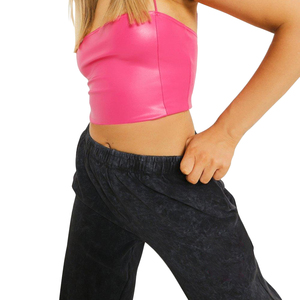 Jogging pour femmes style streetwear délavé au soleil avec poches latérales 100% coton biologique Vêtements de rue Jogging pour femmes délavé à l'acide - Product Image 4