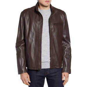 Veste d'hiver en cuir et toile pour homme, style baseball, moto, coupe ajustée, imperméable, respirante, coupe-vent, col montant, personnalisable à l'avant - Product Image 5