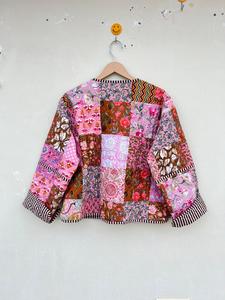 Chaqueta Unisex acolchada de estilo bohemio hecha a mano con patrón Floral algodón indio transpirable Jersey botón Casual abrigo de invierno para mujer - Product Image 6